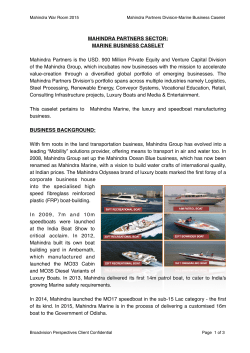 Mahindra Marine Business Caselet - 22Jul15