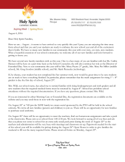 Beginning of Year Letter 2016