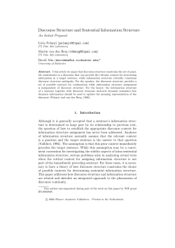 Discourse Structure and Sentential Information Structure