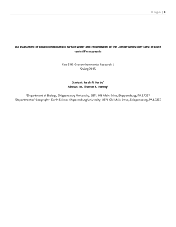 Page | 0 An assessment of aquatic organisms in surface water and