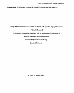 THEORY OF MIND AND SPECIFIC LANGUAGE IMPAIRMENT