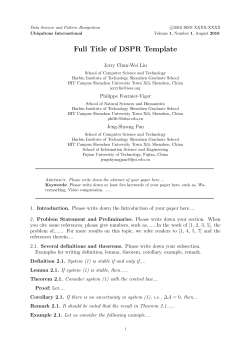 Full Title of DSPR Template - Data Science and Pattern Recognition