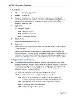 EOP-011-1 &ndash; Emergency Operations