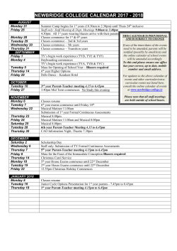 School Calendar 2017 - 2018