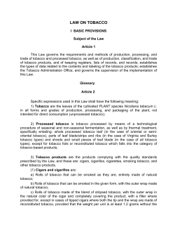 DRAFT LAW ON TOBACCO