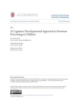 A Cognitive-Developmental Approach to Emotion Processing in