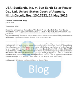 USA: SunEarth, Inc. v. Sun Earth Solar Power Co., Ltd, United States