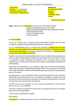 Template: Letter for your HR or SD department John Watson