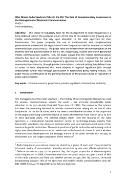 1 Who Makes Radio Spectrum Policy in the EU? The Role of
