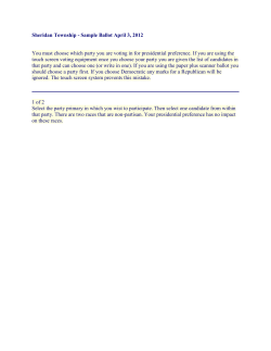 Sheridan Township - Sample Ballot April 3, 2012 You must choose