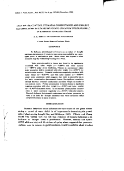 leaf water content, stomatal conductance and proline accumulation