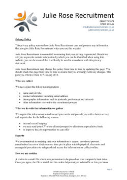 Privacy Policy - Julie Rose Recruitment