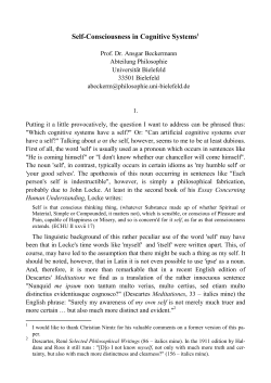 Self-Consciousness in Cognitive Systems1