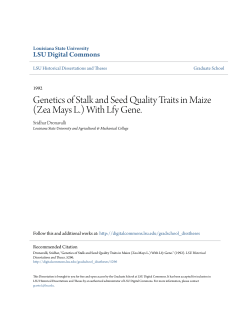 Genetics of Stalk and Seed Quality Traits in Maize (Zea Mays L