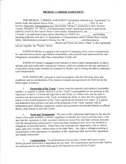 Broker Carrier Agreement LLC