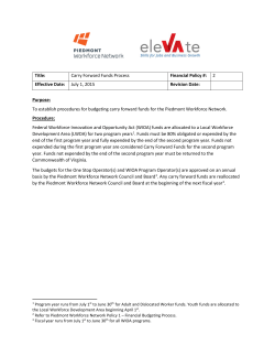 Carry Forward Funds Process - Central Virginia Partnership