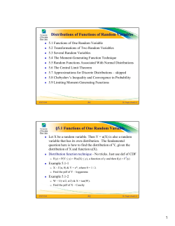 Distributions of Functions of Random Variables &sect;5.1 Functions of