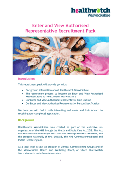 Enter and View Authorised Representative Recruitment Pack