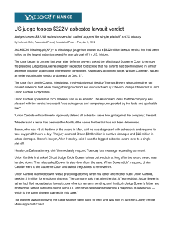 US judge tosses $322 M asbestos lawsuit verdict