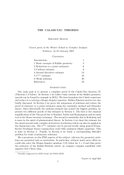 THE CALABI-YAU THEOREM Zbigniew B locki Course given at the