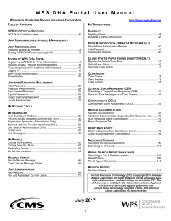 WPS GHA Portal User Manual