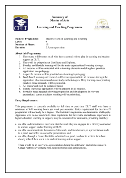 Summary of Master of Arts in Learning and Teaching Programme