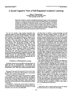 A Social Cognitive View of Self-Regulated
