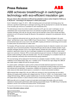 Press Release ABB achieves breakthrough in switchgear