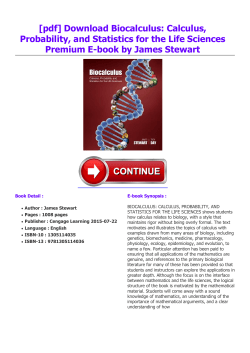 Biocalculus: Calculus, Probability
