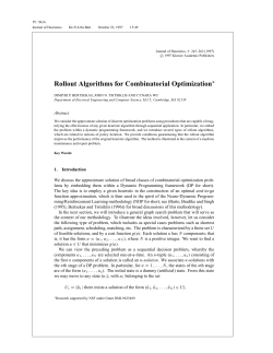 Rollout Algorithms for Combinatorial Optimization