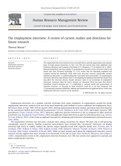 The employment interview: A review of current studies and