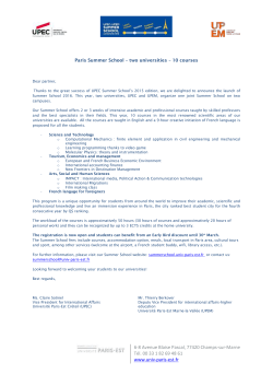 Paris Summer School &ndash; two universities &ndash; 10 courses Dear partner