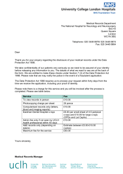 Medical Records Department The National Hospital for Neurology