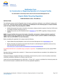 Notification Form for Construction or Beginning Operation of a