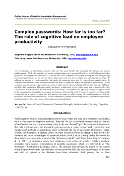 Complex passwords: How far is too far? The role of cognitive load