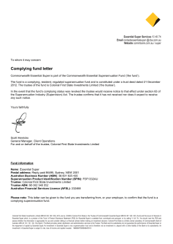Essential Super - Complying fund letter