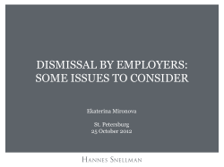 DISMISSAL BY EMPLOYERS: SOME ISSUES TO CONSIDER