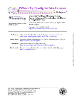 Eyes Accept Orthotopic Corneal Allografts Placed Mice with Th2