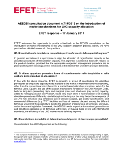 AEEGSI consultation document n.714/2016 on the introduction of
