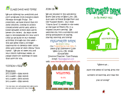 CLASS DAYS AND TIMES We are offering our preschool and pre