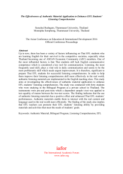 The Effectiveness of Authentic Material Application to Enhance EFL