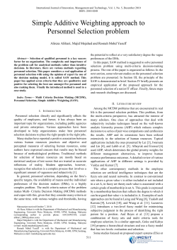 Simple Additive Weighting approach to Personnel Selection problem