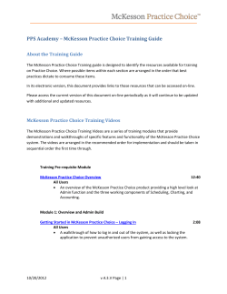 PPS Academy &ndash; McKesson Practice Choice Training Guide