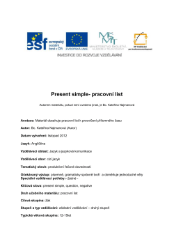 Present simple - pracovní list