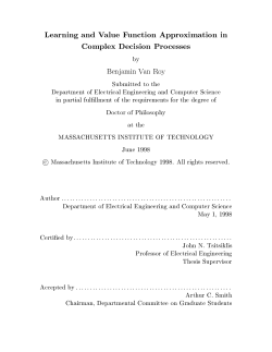 Learning and Value Function Approximation in Complex Decision