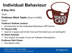 Individual Behaviour Professor Graham Loomes