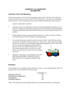 CHEMISTRY 104 LABORATORY INFORMATION Laboratory Times