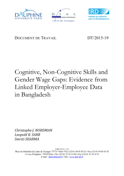 Cognitive, Non-Cognitive Skills and Gender Wage Gaps