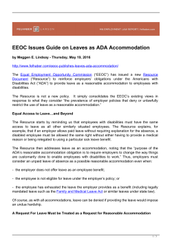 EEOC Issues Guide on Leaves as ADA Accommodation