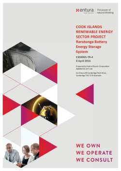 April-2016- Rarotonga Battery Energy Storage System Feasibility